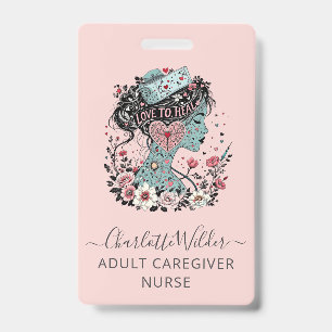 Nurse Caregiver Blush Pink ID Badge