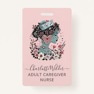 Nurse Caregiver Blush Pink ID Badge