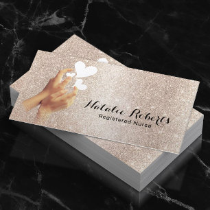 Nurse Caregiver Elegant Gold Glitter Medical Care Business Card