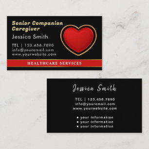 Nurse Caregiver Elegant Medical Black  Business Card