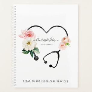 Nurse Caregiver Floral Stethoscope  Planner