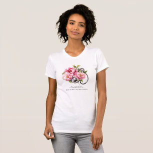 Nurse Caregiver Floral Stethoscope T-Shirt
