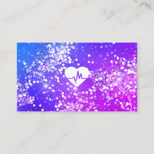 Nurse Caregiver Holographic Glitter Medical Purple Business Card