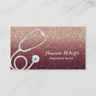 Nurse Caregiver Medical Modern Burgundy Red Business Card