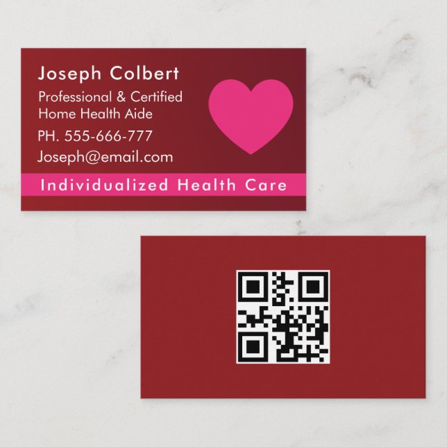 Nurse Caregiver Modern Biege Medical QR Code Business Card (Front/Back)