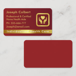 Nurse Caregiver Modern Gold Medical Care Business Card