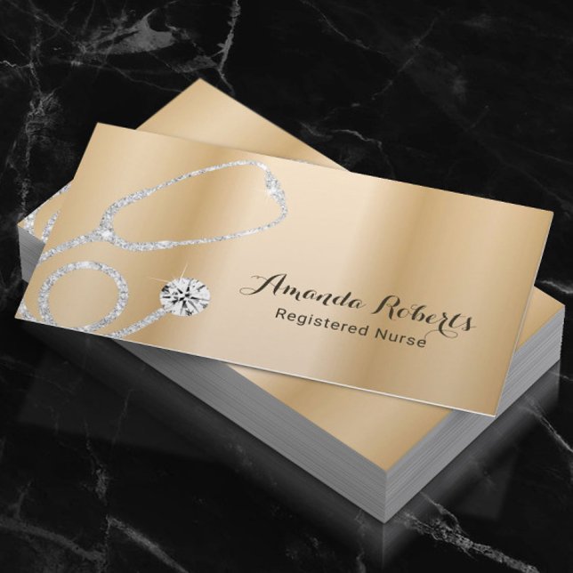 Nurse Caregiver Modern Gold Medical Care Business Card (Creator Uploaded)