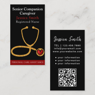 Nurse Caregiver Modern golden glitter Medical Business Card