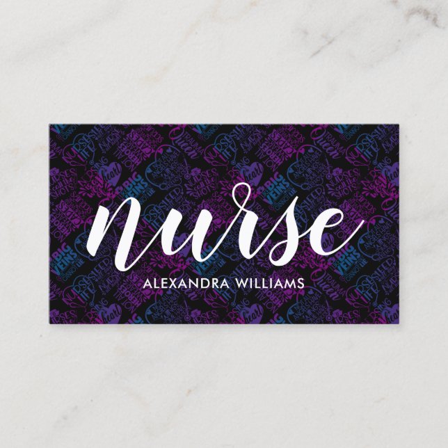 Nurse Caregiver Modern Medical Black Business Card (Front)