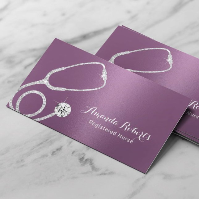 Nurse Caregiver Modern Purple Medical Business Card (Creator Uploaded)