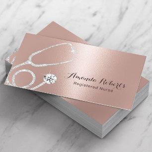 Nurse Caregiver Modern Rose Gold Medical Business Card
