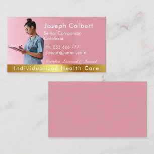 Nurse Caregiver Modern Rose Gold Medical  Business Card