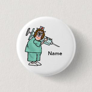 Nurse Carrying Giant Shot Needle Button