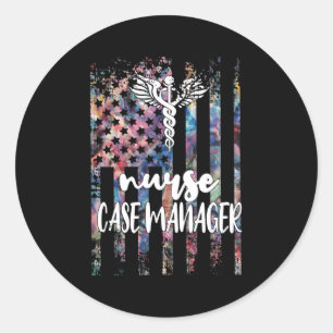 Nurse Case Ager American Flag Rn Nursing Case Aget Classic Round Sticker