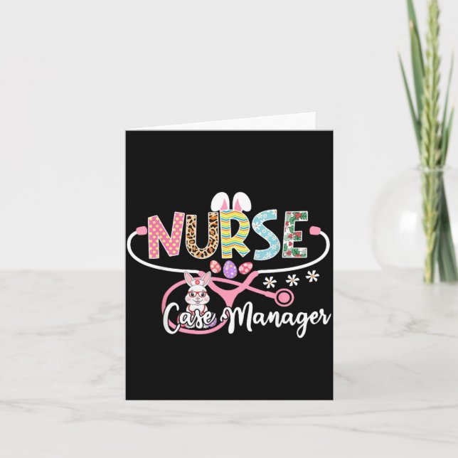 Nurse Case Manager Easter Bunny Egg Stethoscope Card (Front)