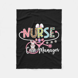 Nurse Case Manager Easter Bunny Egg Stethoscope Fleece Blanket