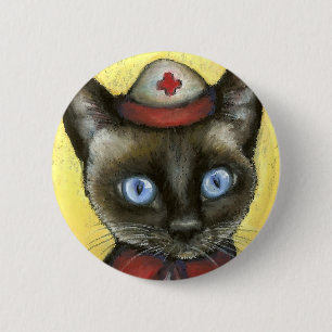 Nurse cat 6 cm round badge