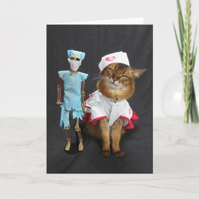 Nurse Cat and Dr. Bones Card (Front)