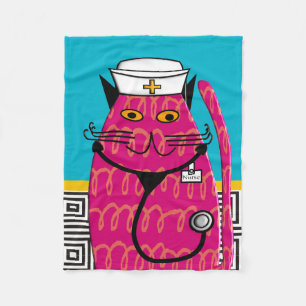 Nurse Cat Fleece Blanket III