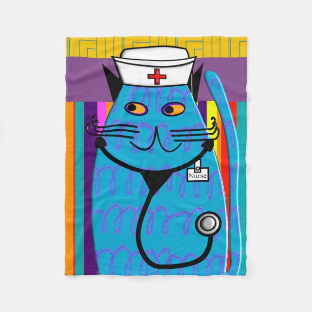 Nurse Cat Fleece Blanket IV (Front)