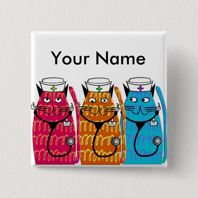 Nurse Cats 15 Cm Square Badge (Front)