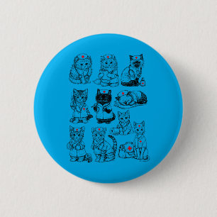 Nurse Cats Funny Nurses Day Gift 6 Cm Round Badge