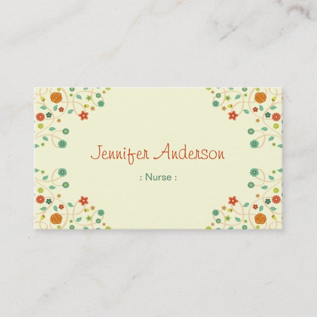 Nurse - Chic Nature Stylish Business Card (Front)