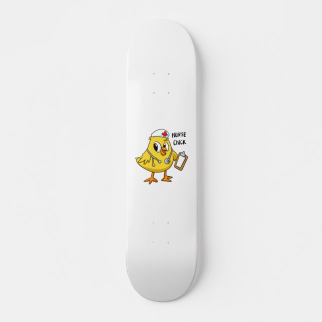 Nurse chick cartoon | choose background colour skateboard (Front)