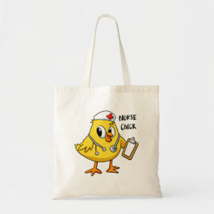 Nurse chick cartoon   choose background colour tote bag