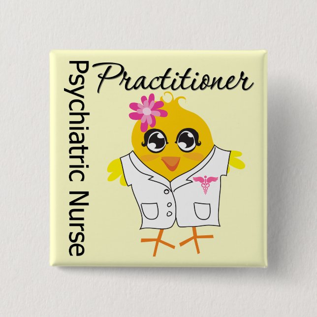 Nurse Chick v2 Psychiatric Nurse Practitioner 15 Cm Square Badge (Front)