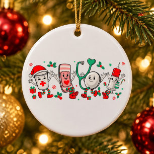 Nurse Christmas Bandage Stethoscope Syringe Xmas Ceramic Tree Decoration