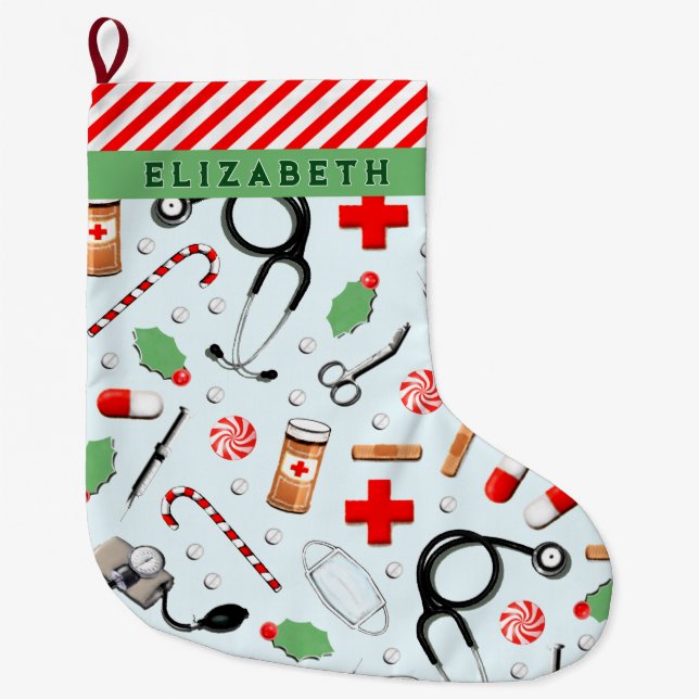 Nurse Christmas Collectable Large Christmas Stocking (Front)