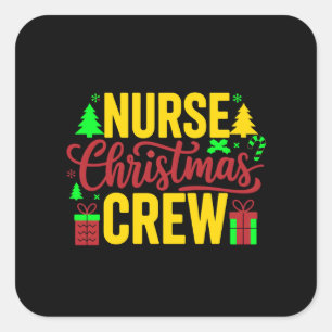 Nurse Christmas Crew Digital Art Design Square Sticker