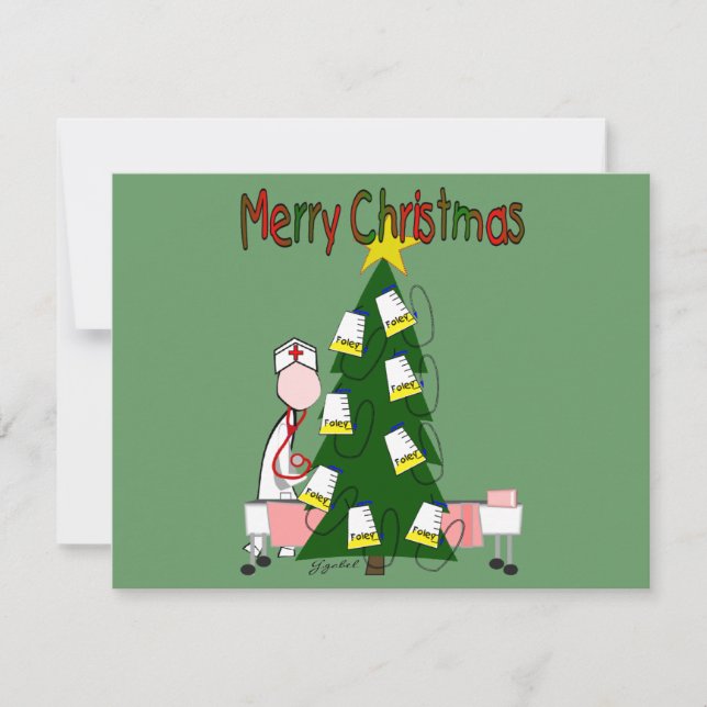 Nurse Christmas Design "Merry Christmas" Holiday Card (Front)