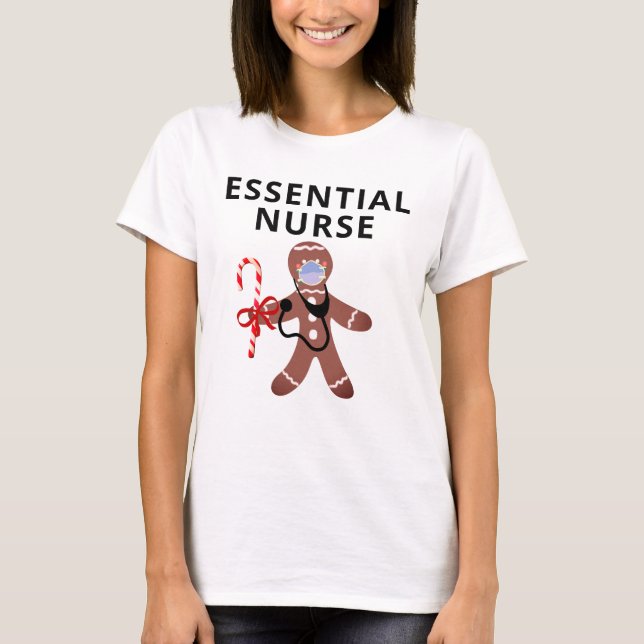 Nurse Christmas Face Mask Covid Gingerbread Man T-Shirt (Front)