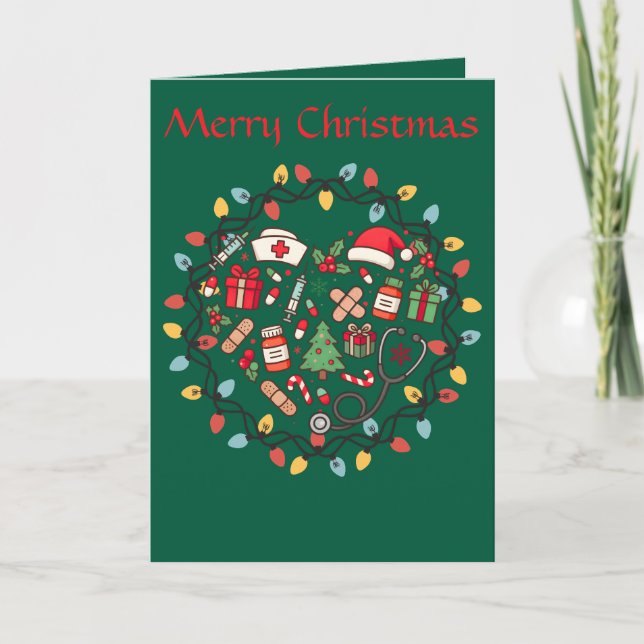 Nurse Christmas Folded Greeting Card (Front)