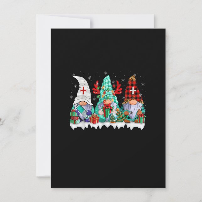 Nurse Christmas Gnomes Cute Nurses Xmas Pyjamas PJ Invitation (Front)