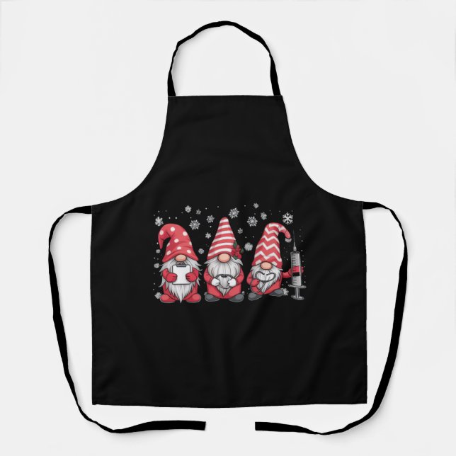 Nurse Christmas Gnomes Cute Xmas Scrub Apron (Front)