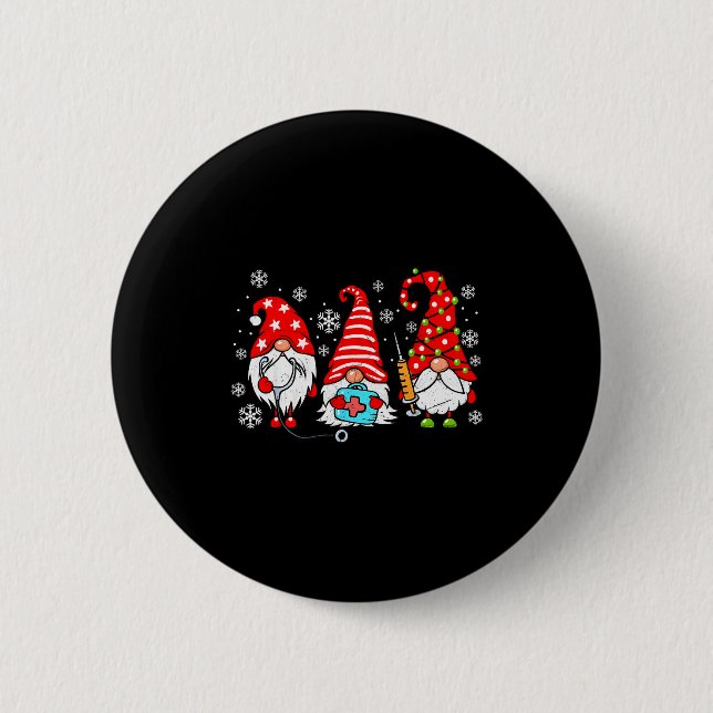 Nurse Christmas Gnomes Xmas Scrub Top Er Rn Nursin 6 Cm Round Badge (Front)