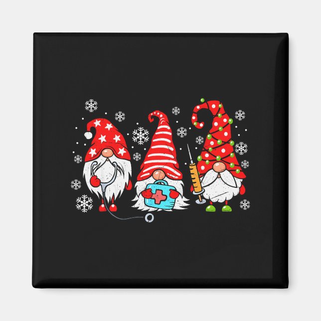 Nurse Christmas Gnomes Xmas Scrub Top Er Rn Nursin Magnet (Front)