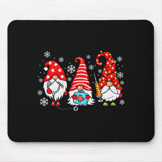 Nurse Christmas Gnomes Xmas Scrub Top Er Rn Nursin Mouse Mat (Front)