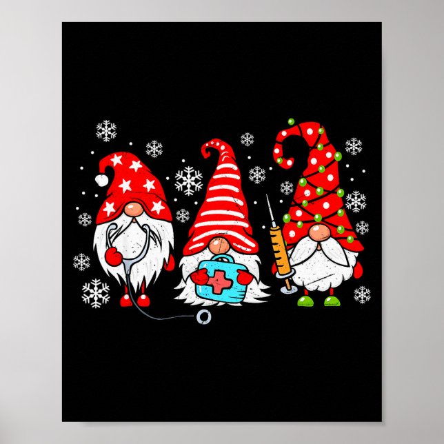 Nurse Christmas Gnomes Xmas Scrub Top Er Rn Nursin Poster (Front)