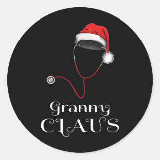 Nurse Christmas Granny Claus Matching Pajama Santa Classic Round Sticker