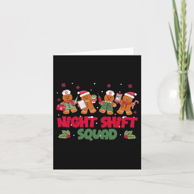Nurse Christmas Night Shift Squad Gingerbread Rn E Card (Front)