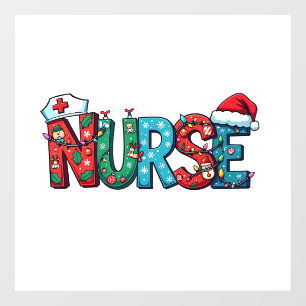 Nurse Christmas Nursing Medical Hospital Santa Window Cling