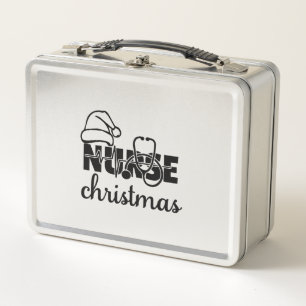 Nurse Christmas PNG Metal Lunch Box