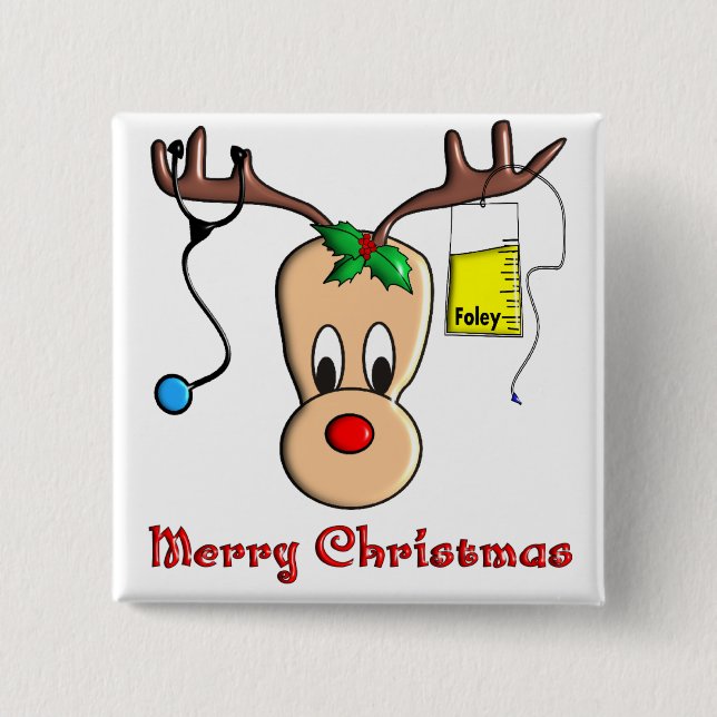 Nurse Christmas Reindeer Gifts 15 Cm Square Badge (Front)