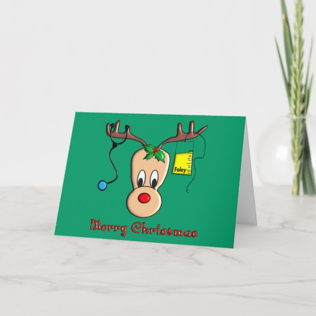 Nurse Christmas Reindeer Gifts Holiday Card (Front)