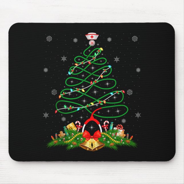 Nurse Christmas Scrub Tops Nursing Stethoscope Xma Mouse Mat (Front)
