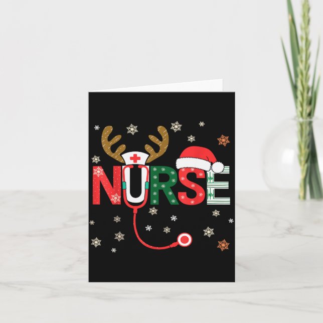 Nurse Christmas Stethoscope Nurses Xmas  Card (Front)